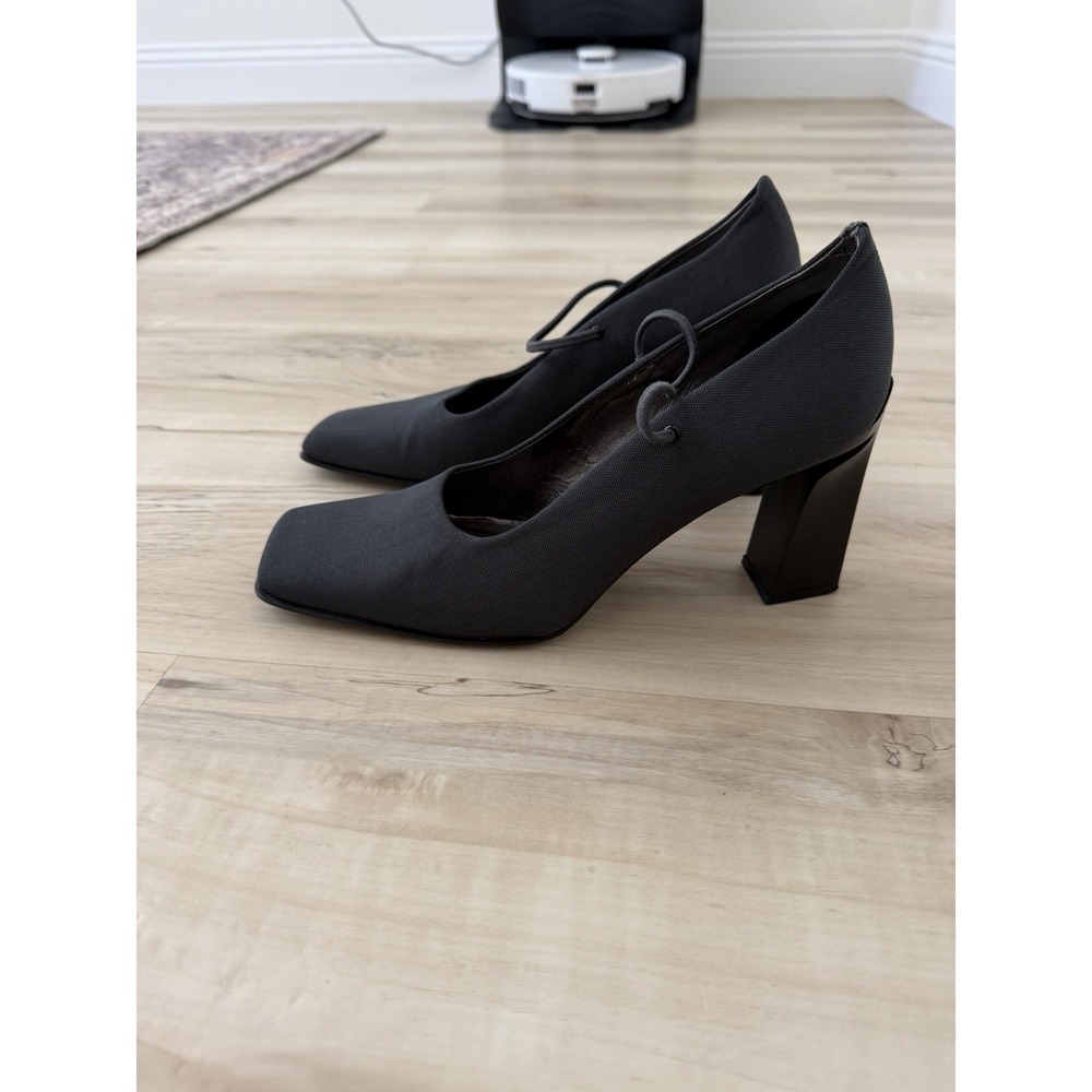 Vintage Nine West Pumps Women Gray Square Toe Block Heel 7.5  Spain Classy Y2K
